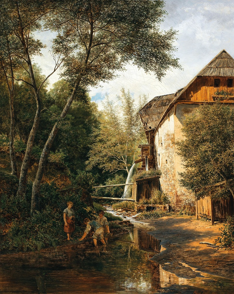 An Old Mill above Pörtschach (1881) reproduction of painting by Alfred Zoff. ALL GICLEE PRINTS