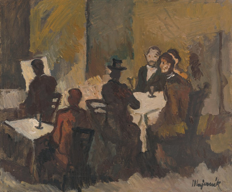 Company in a Coffee Shop (1941-1942) reproduction of painting by Cyprián Majerník. ALL GICLEE PRINTS