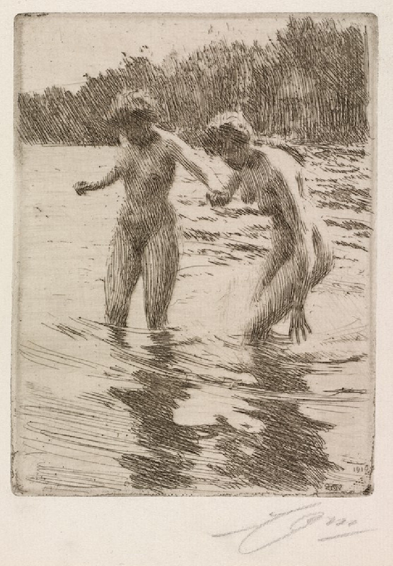 Anders Zorn reprodukcija Two Bathers (1910), VISOS REPRODUKCIJOS , paveikslai, reprodukcijos internetu