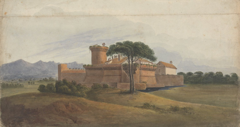 Castle of Ostia with Mountains in the Distance (1818) reproduction of painting by Isaac Weld. ALL GICLEE PRINTS