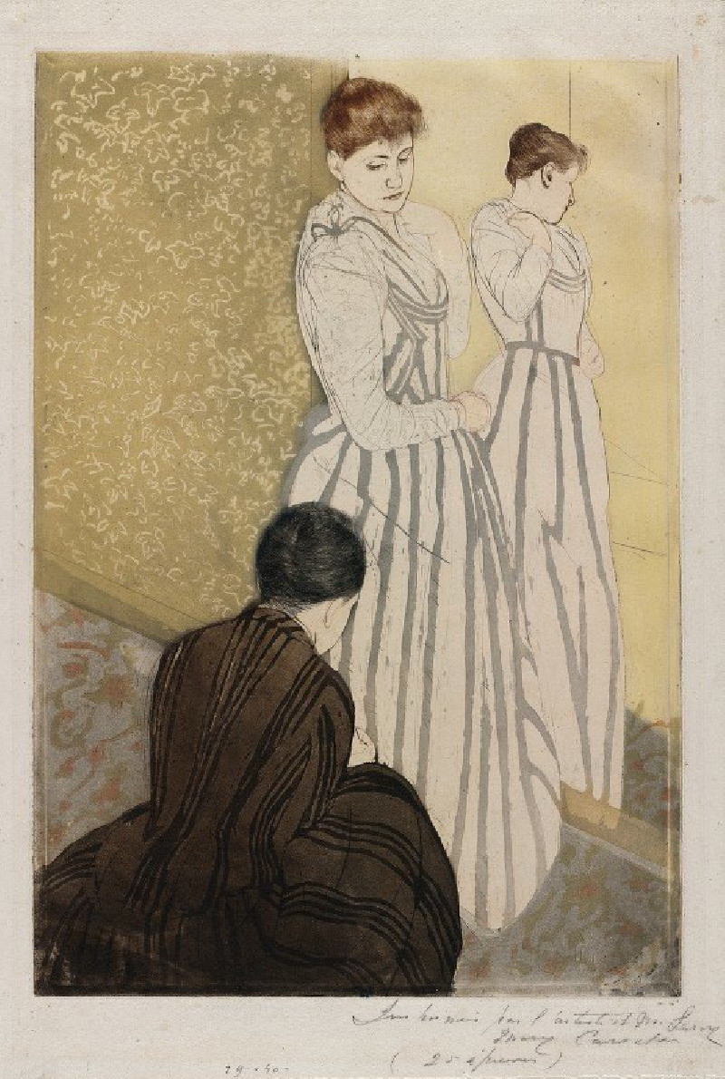 The Fitting (1890-1891) reproduction of painting by Mary Cassatt. ALL GICLEE PRINTS