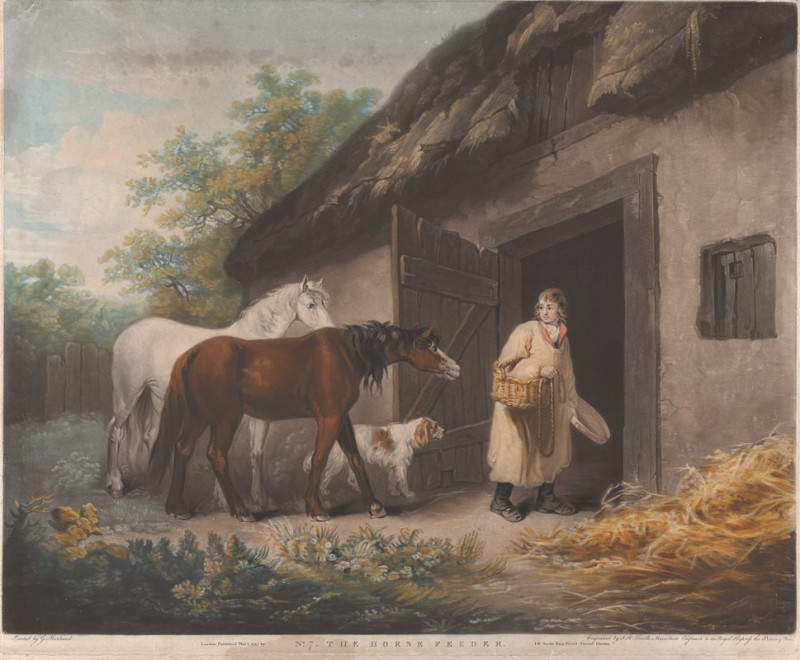 George Morland reprodukcija The Horse Feeder (1797), VISOS REPRODUKCIJOS , paveikslai, reprodukcijos internetu