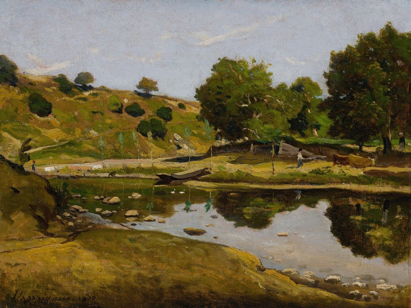 The River ( 1870) reproduction of painting by Henri-Joseph Harpignies. ALL GICLEE PRINTS