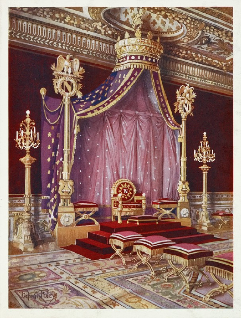 The salle du trone in the Palace of Fontainebleau (1910 - 1911) reproduction of painting by Edwin Foley. ALL GICLEE PRINTS