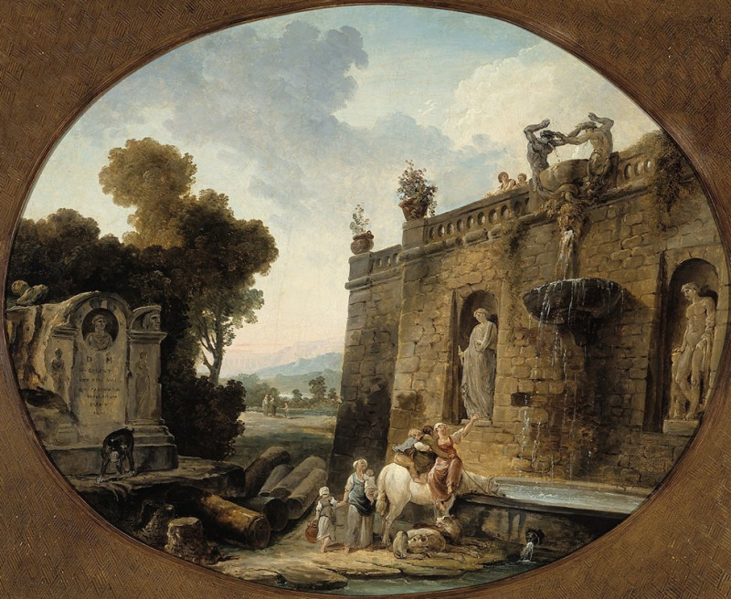 L’Abreuvoir (1804) reproduction of painting by Hubert Robert. ALL GICLEE PRINTS