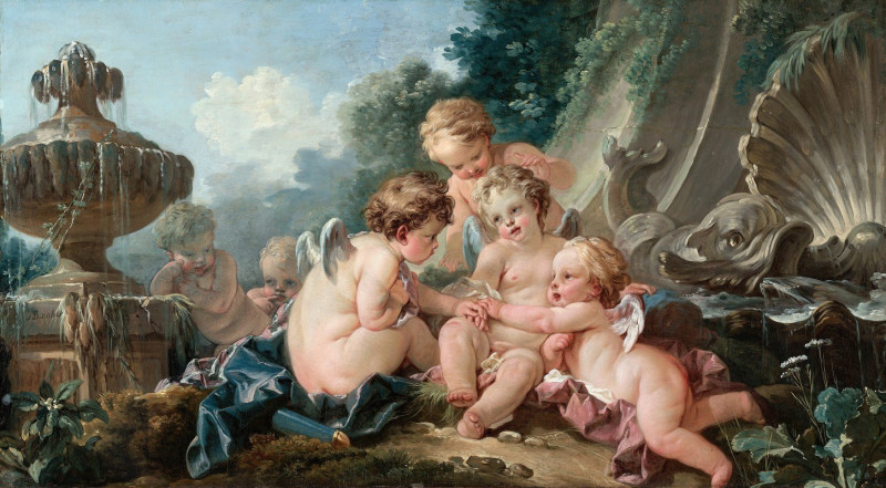 Francois Boucher reprodukcija Cupids in Conspiracy (1740s), VISOS REPRODUKCIJOS , paveikslai, reprodukcijos internetu