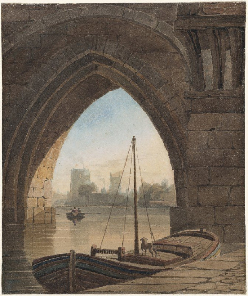 Looking under the Bridge reproduction of painting by John Varley. ALL GICLEE PRINTS