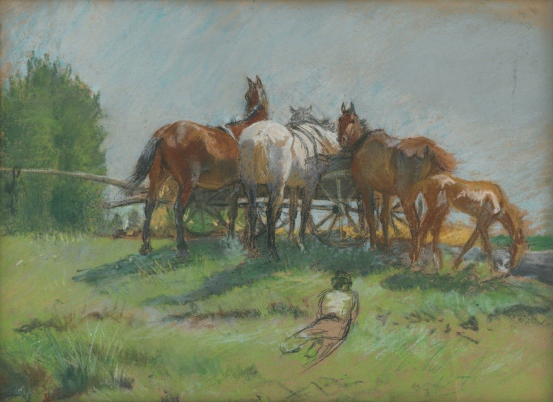 Horses (1910) reproduction of painting by Ferdinand Katona. ALL GICLEE PRINTS