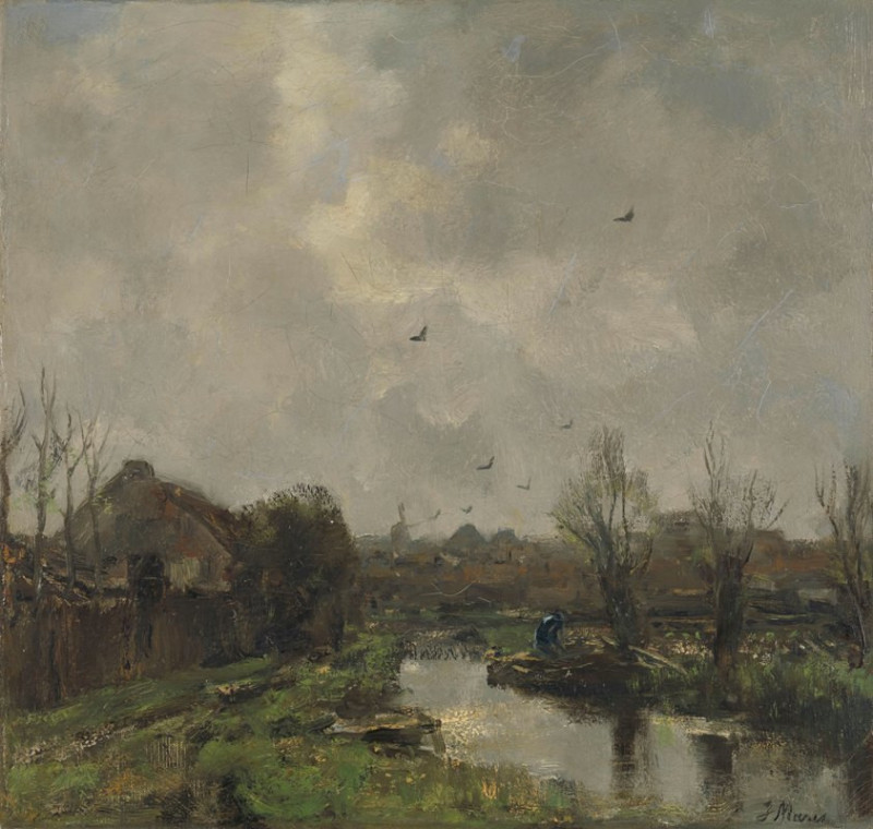 Landschap in de omgeving van Den Haag (1891) reproduction of painting by Jacob Maris. ALL GICLEE PRINTS