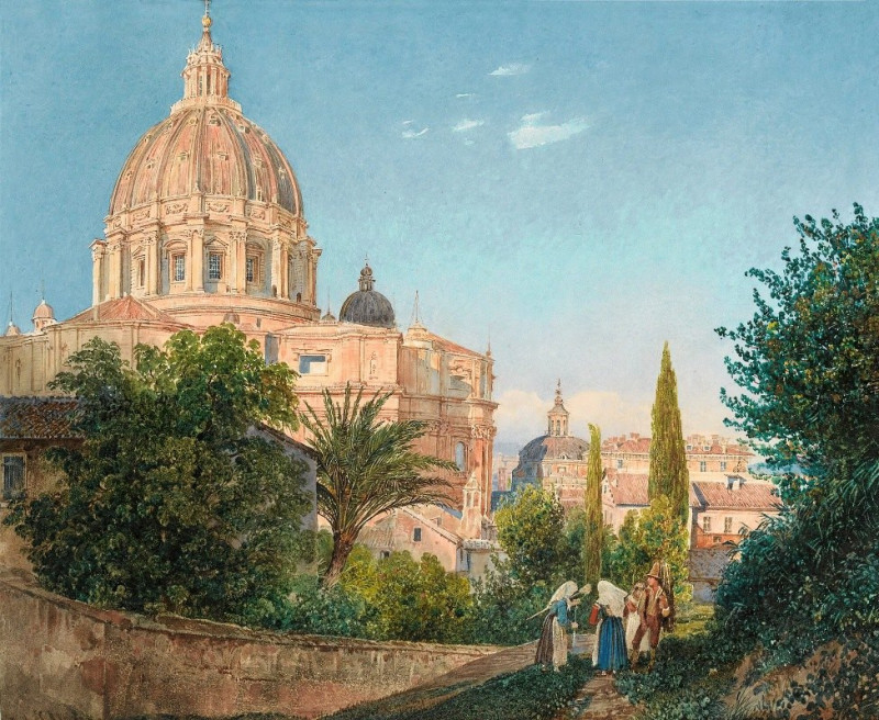 St Peter’s From The Vatican Garden (1838) reproduction of painting by Rudolf von Alt. ALL GICLEE PRINTS