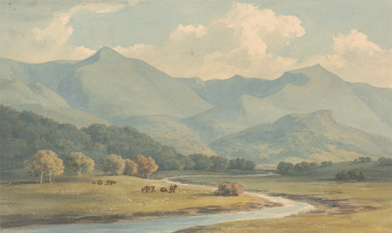 Carnedd Llewelyn and Carnedd David, Carnarvonshire, Seen Across the River Ogwen reproduction of painting by John Warwick Smit...