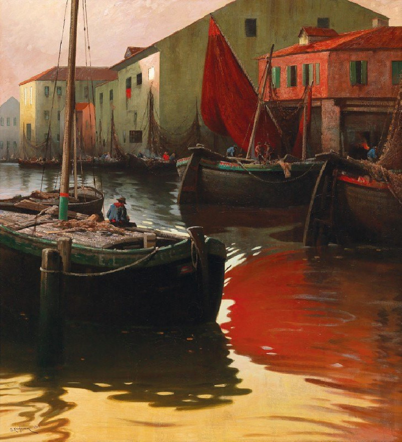 Adolf Kaufmann reprodukcija Motif Of Chioggia, VISOS REPRODUKCIJOS , paveikslai, reprodukcijos internetu