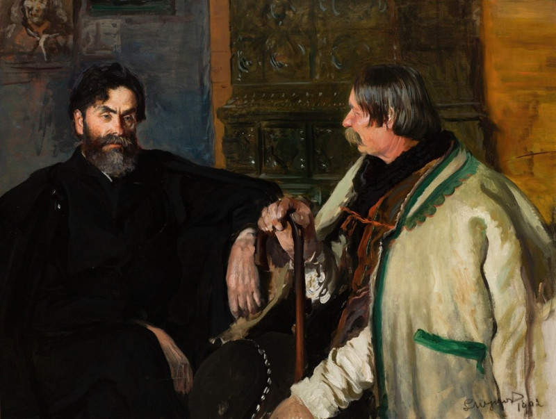 Portrait of Stanisław Witkiewicz with Wojciech Roj (1902) reproduction of painting by Leon Wyczółkowski. ALL GICLEE PRINTS