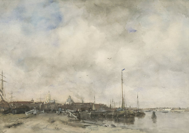 Gezicht op een stad (1882) reproduction of painting by Jacob Maris. ALL GICLEE PRINTS