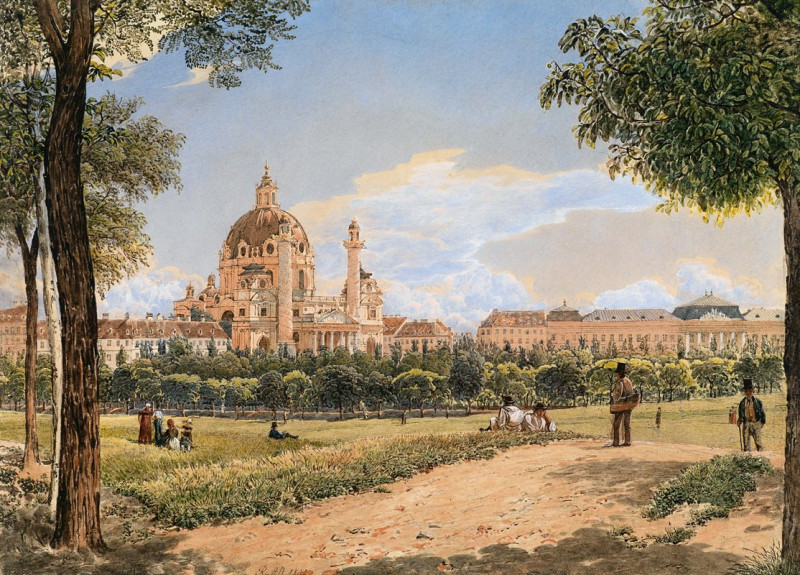 Blick auf die Karlskirche und das Polytechnische Institut reproduction of painting by Rudolf von Alt. ALL GICLEE PRINTS