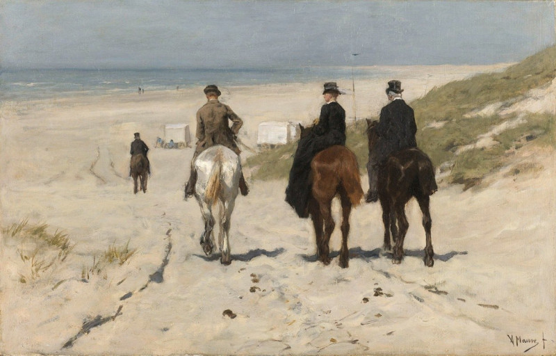 Anton Mauve reprodukcija Morning Ride along the Beach (1876), VISOS REPRODUKCIJOS , paveikslai, reprodukcijos internetu