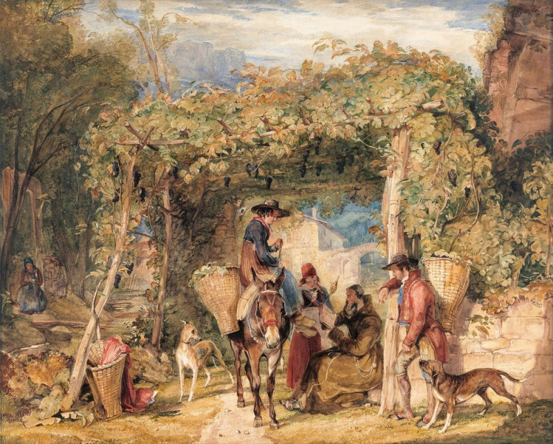 John Frederick Lewis reprodukcija Figures and Animals in a Vineyard (1829), VISOS REPRODUKCIJOS , paveikslai, reprodukcijos i...