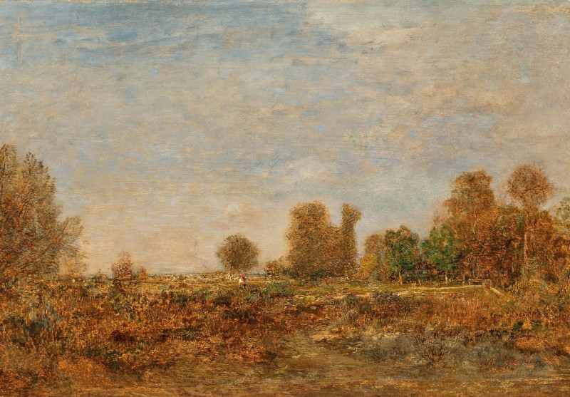 Emil Jakob Schindler reprodukcija Landschaft, Lundenburg (c. 1882), VISOS REPRODUKCIJOS , paveikslai, reprodukcijos internetu