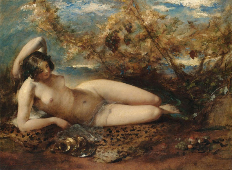 A Young Women Reclining On A Fur Rug (1840s) reproduction of painting by William Etty. ALL GICLEE PRINTS