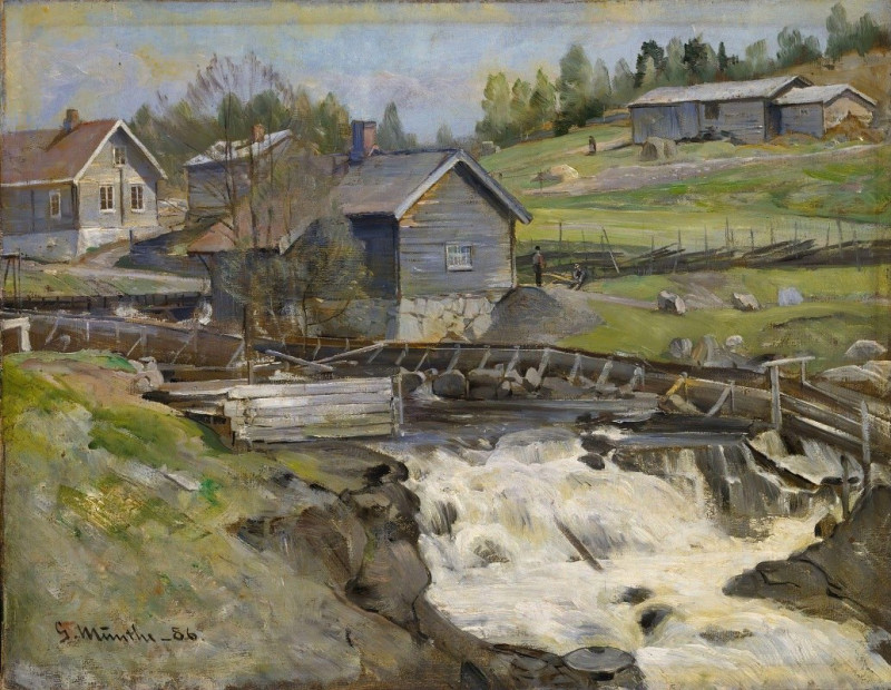 Waterfall at Stange in Hedmark (1886) reproduction of painting by Gerhard Munthe. ALL GICLEE PRINTS