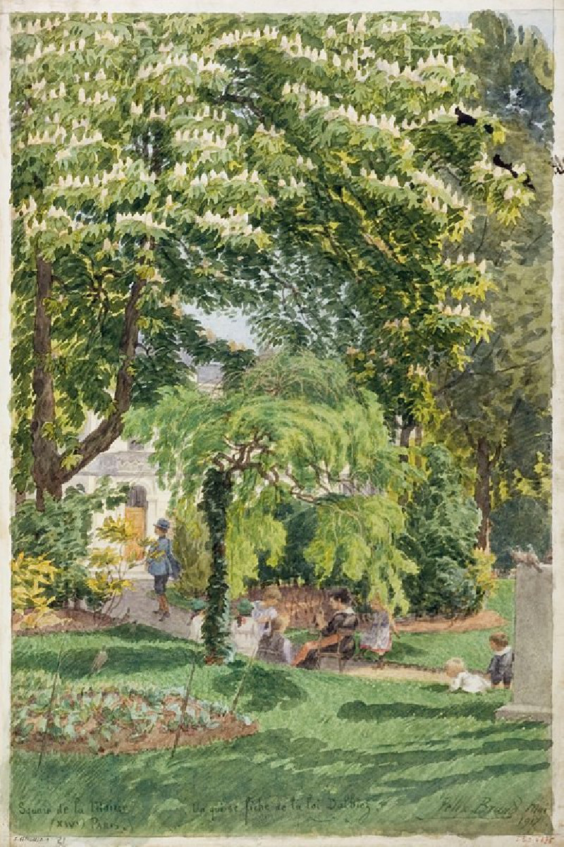 Square de la Mairie du XIVème arrondissement (1917) reproduction of painting by Félix Brard. ALL GICLEE PRINTS