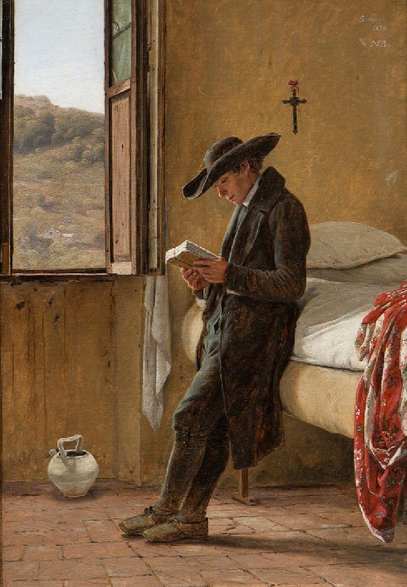 Young Clergyman Reading (1836) reproduction of painting by Martinus Rørbye. ALL GICLEE PRINTS