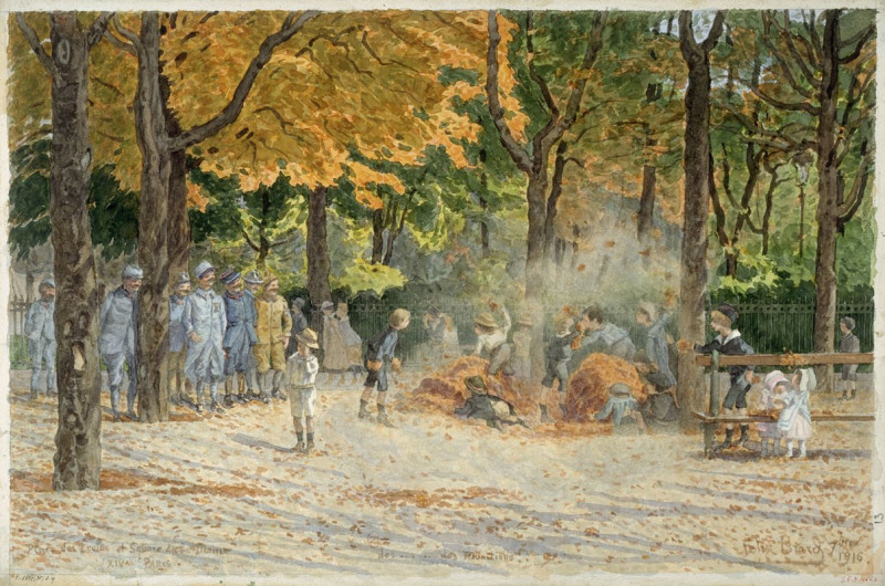 Place des Ecoles de la Mairie du XIVème arrondissement (1916) reproduction of painting by Félix Brard. ALL GICLEE PRINTS