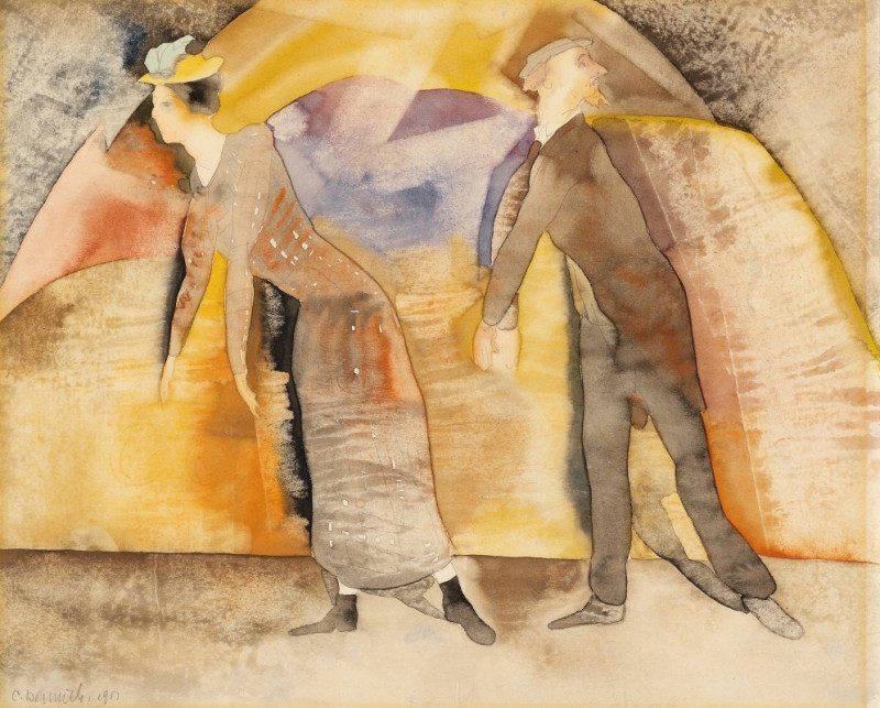 In Vaudeville,Woman and Man on Stage (1917) reproduction of painting by Charles Demuth. ALL GICLEE PRINTS