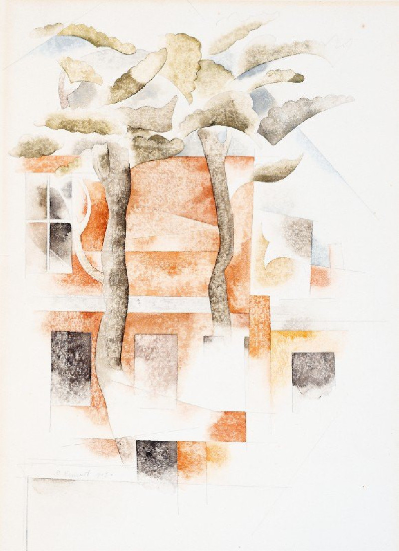 Bermuda, Houses Seen Through Trees (1918) reproduction of painting by Charles Demuth. ALL GICLEE PRINTS