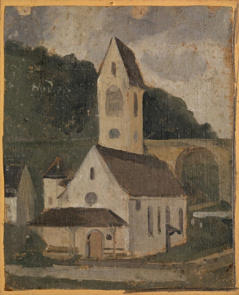 The Church Of Rümlingen (1875) reproduction of painting by Ferdinand Hodler. ALL GICLEE PRINTS