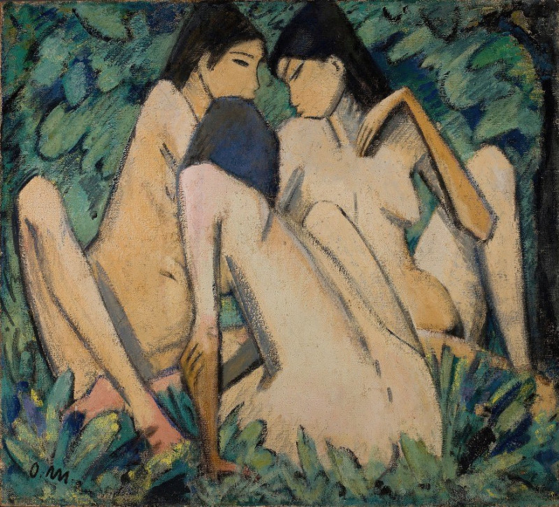 Three Women in a Wood (c.1920) reproduction of painting by Otto Mueller. ALL GICLEE PRINTS