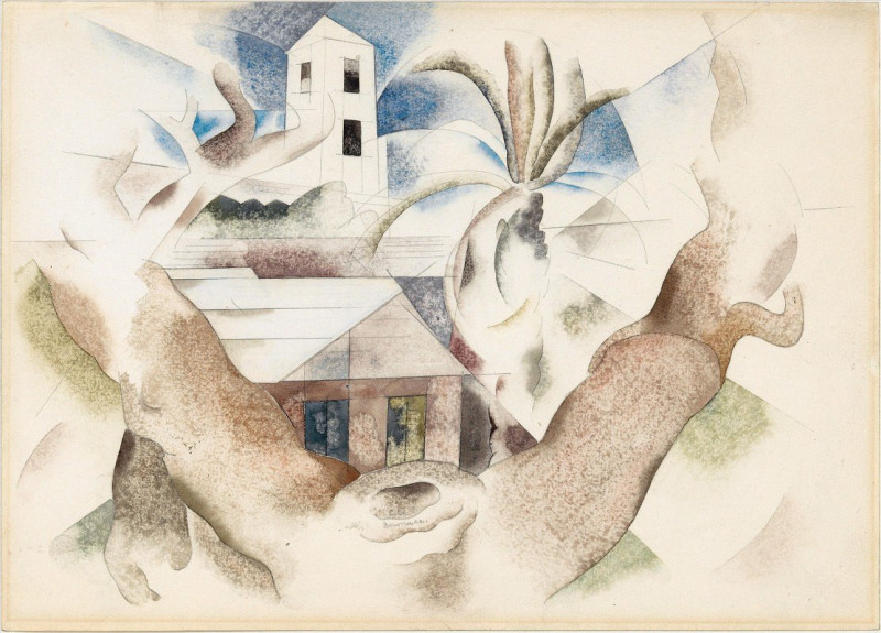 Charles Demuth reprodukcija Bermuda No. 1, Tree and House (1917), VISOS REPRODUKCIJOS , paveikslai, reprodukcijos internetu