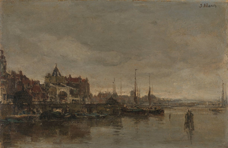 De Schreierstoren met de brug over de Gelderse Kade te Amsterdam (1872 - 1876) reproduction of painting by Jacob Maris. ALL G...