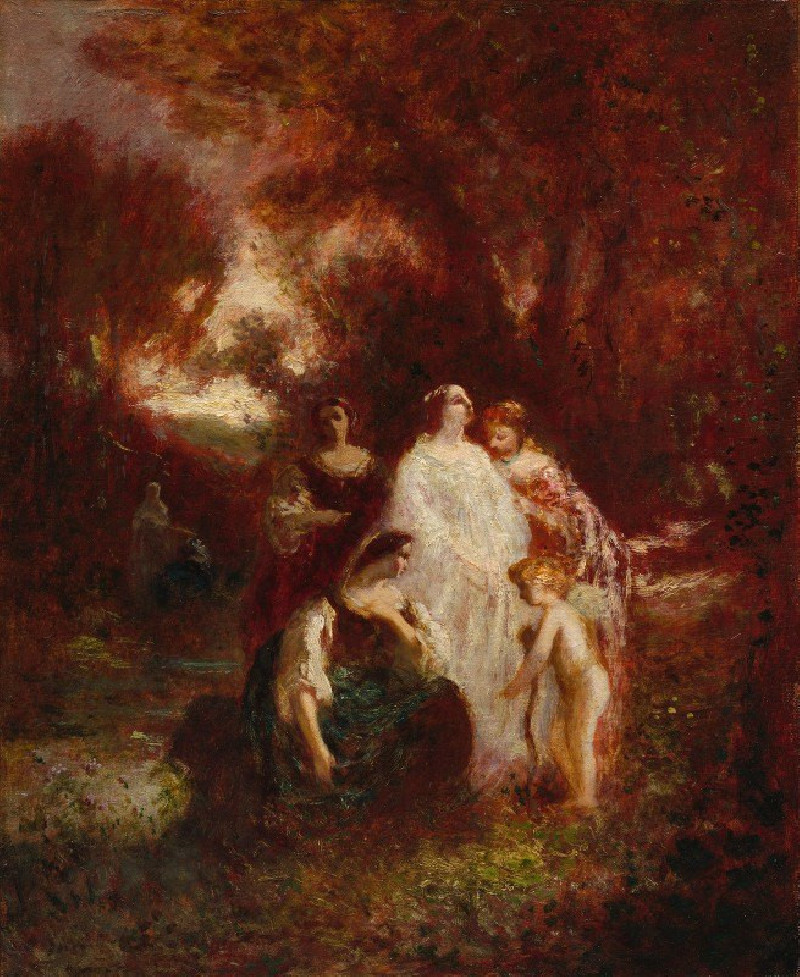 Figures in the Woods (c. 1857-1862) reproduction of painting by Adolphe Monticelli. ALL GICLEE PRINTS