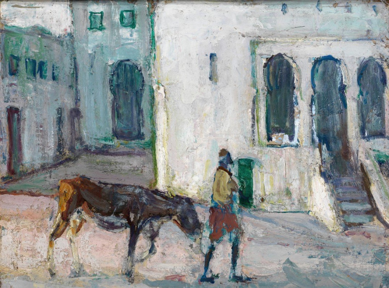 Henry Ossawa Tanner reprodukcija Street Scene, Tangier (Man Leading Calf) (ca. 1910), VISOS REPRODUKCIJOS , paveikslai, repro...