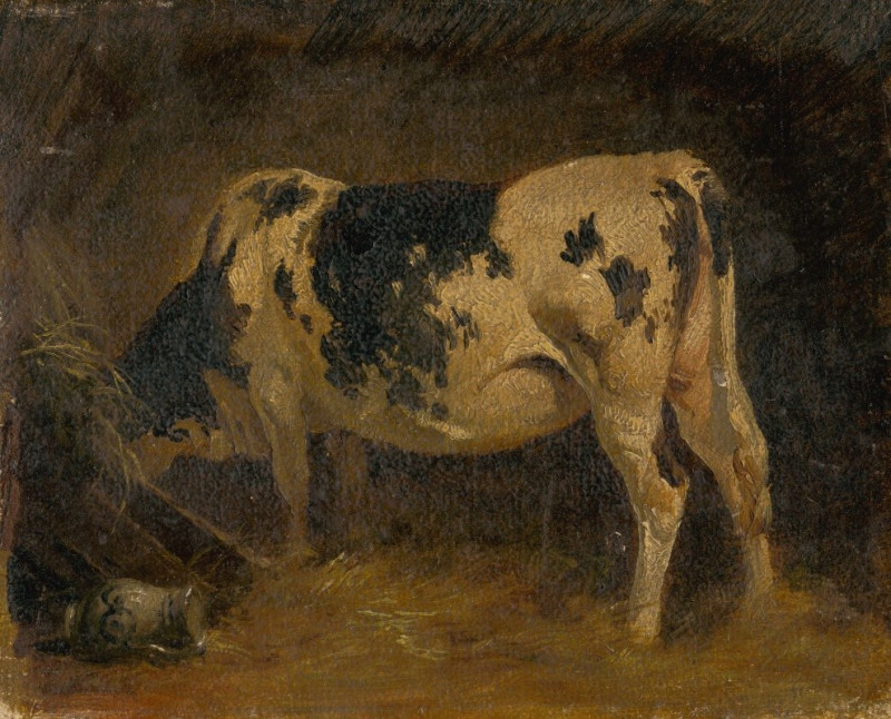 Cow in a Barn (1840–1860) reproduction of painting by Friedrich August Matthias Gauermann. ALL GICLEE PRINTS