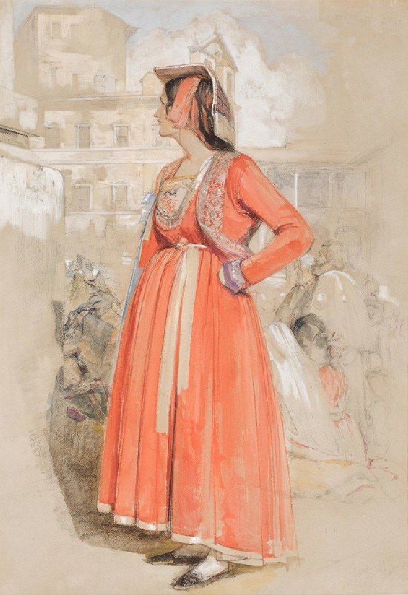 Study Of A Young Neapolitan Woman In Rome reproduction of painting by John Frederick Lewis. ALL GICLEE PRINTS