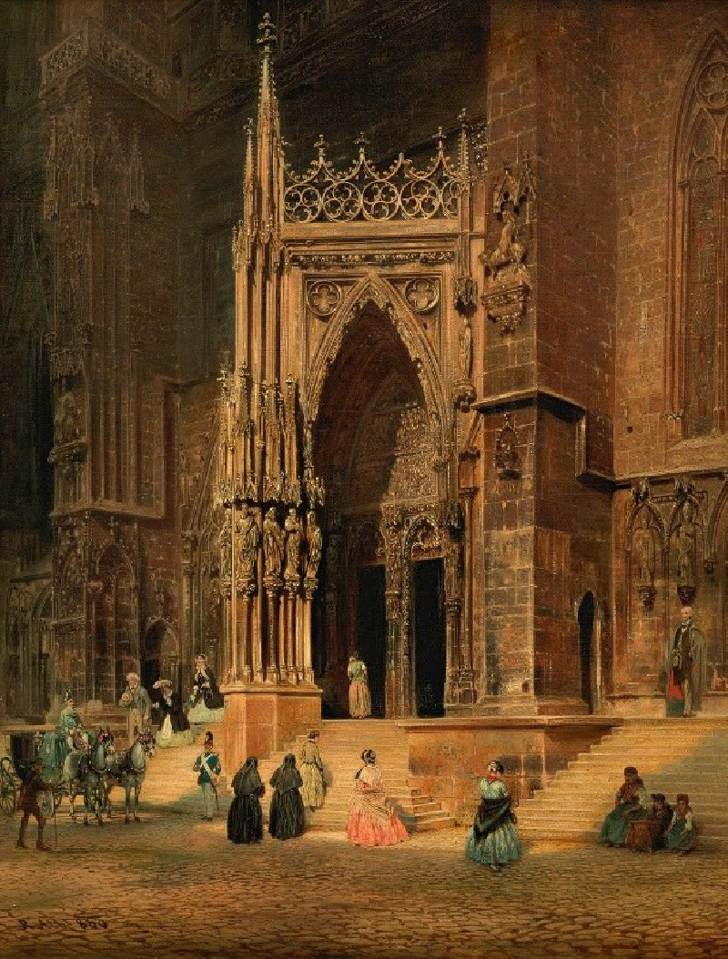 Der Regensburger Dom (Portal) (1860) reproduction of painting by Rudolf von Alt. ALL GICLEE PRINTS