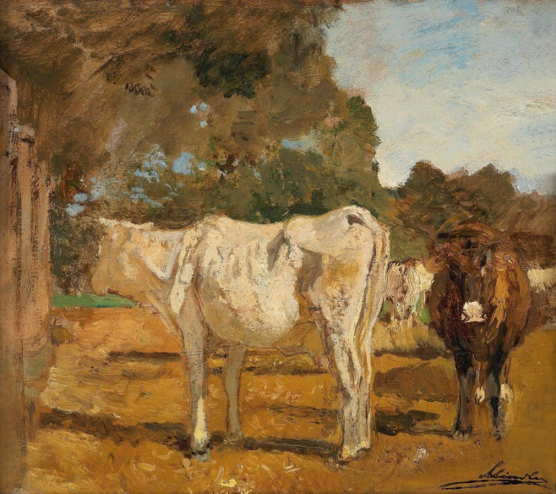 Cows reproduction of painting by Emil Jakob Schindler. ALL GICLEE PRINTS