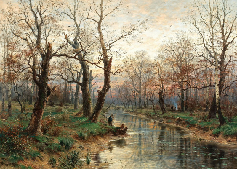 Hugo Darnaut reprodukcija A Scene at Dusk in Late Autumn (1891), VISOS REPRODUKCIJOS , paveikslai, reprodukcijos internetu