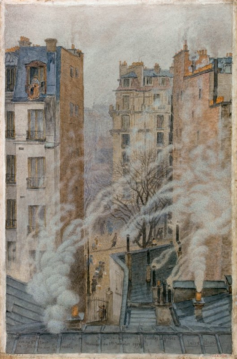 L’Avenue du Maine XIVe Paris. vue du 6e étage du nº42 de la rue Gassendi (1919) reproduction of painting by Félix Brard. ALL ...