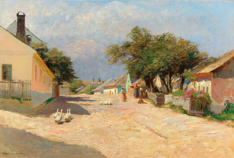 A village road in the summer midday sun reproduction of painting by Olga Wisinger-Florian. ALL GICLEE PRINTS