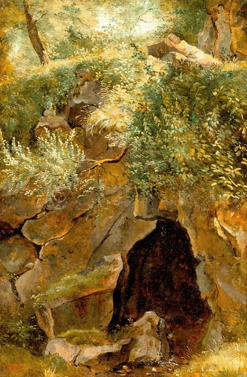 The Cave (1828-1830) reproduction of painting by Théodore Rousseau. ALL GICLEE PRINTS