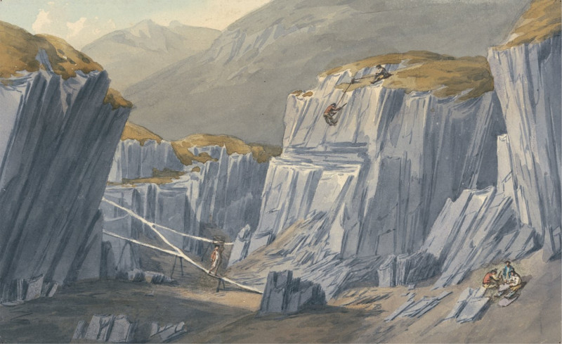 The Slate Quarries at Bron Llwyd reproduction of painting by John Warwick Smith. ALL GICLEE PRINTS