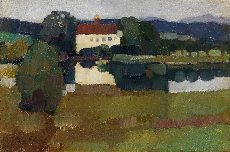 Schloß am See (Hartmannsberg) (1909) reproduction of painting by Leo Putz. ALL GICLEE PRINTS