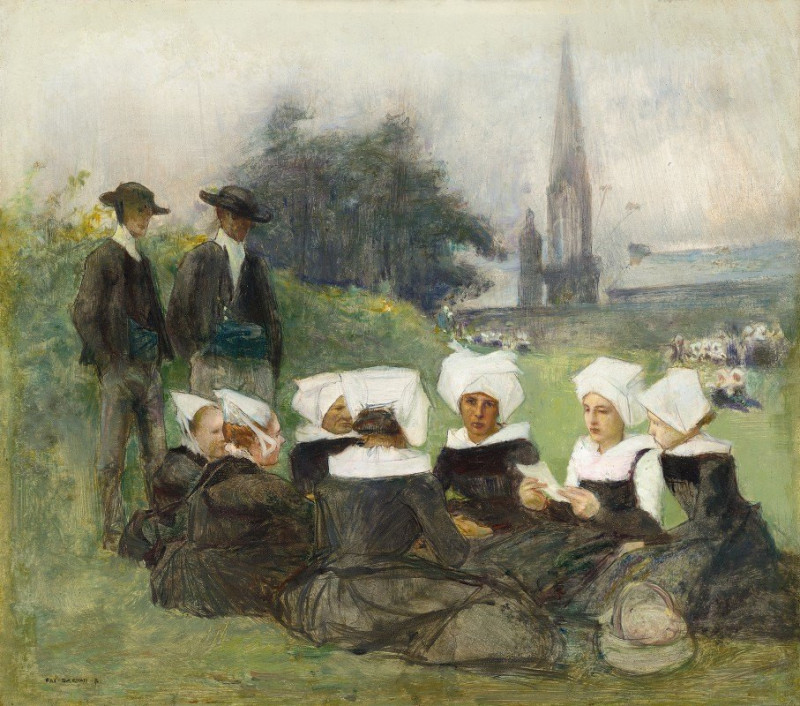 Pascal-Adolphe-Jean Dagnan-Bouveret reprodukcija Study for Breton Women at a Pardon (c. 1887), VISOS REPRODUKCIJOS , paveiksl...