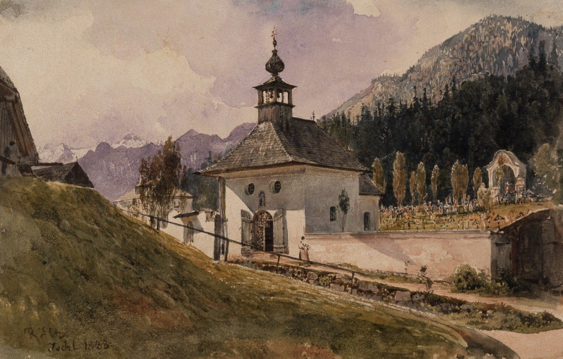 Rudolf von Alt reprodukcija Graveyard in Ischl (1838), VISOS REPRODUKCIJOS , paveikslai, reprodukcijos internetu