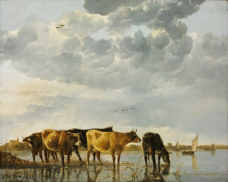 Cows in a River reproduction of painting by Aelbert Cuyp. ALL GICLEE PRINTS