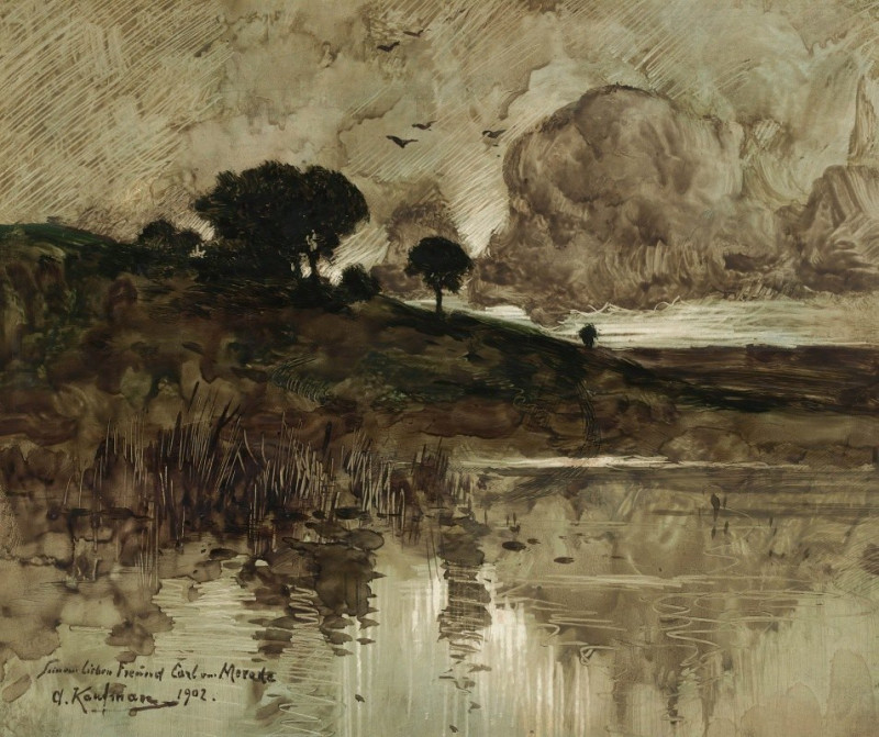 Herbstabend am See (1902) reproduction of painting by Adolf Kaufmann. ALL GICLEE PRINTS