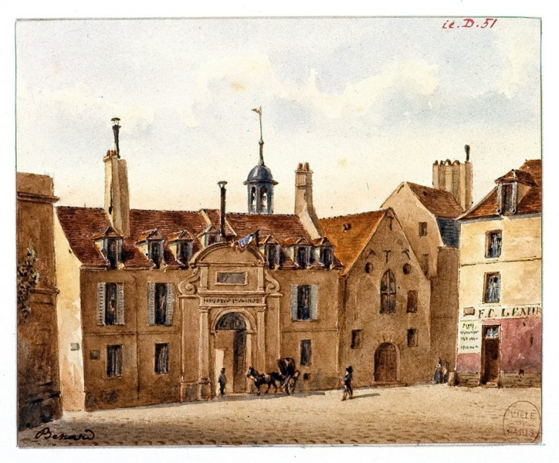 L’ancien hôpital de la Pitié, rue Lacépède. (1810-1873) reproduction of painting by Auguste-Sébastien Bénard. ALL GICLEE PRINTS